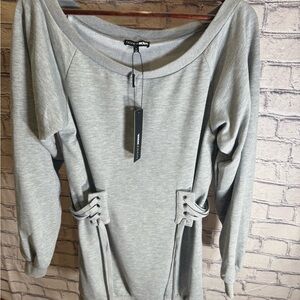 Fashion Nova Light Gray Knit Top
